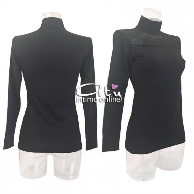 Jadea lupetto sottogiacca manica lunga con pizzo fiorato su decollete