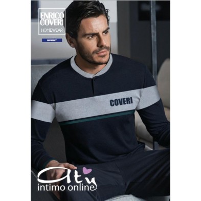 Pigiama Coveri uomo Sport blu con dettagli ottanio
