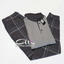 Pigiama Coveri EP2073 Tartan antracite caldo e soffice