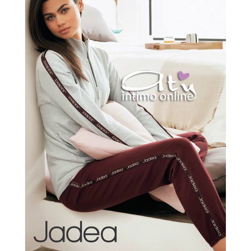 Tuta Jadea grigio melange e granata con giacca zip