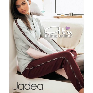 Tuta Jadea grigio melange e granata con giacca zip