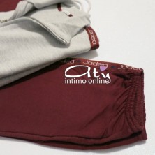 Tuta Jadea grigio melange e granata con giacca zip