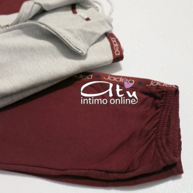 Tuta Jadea grigio melange e granata con giacca zip