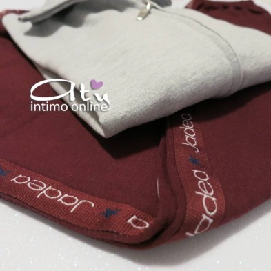 Tuta Jadea grigio melange e granata con giacca zip