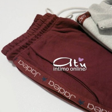 Tuta Jadea grigio melange e granata con giacca zip