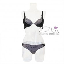 Completo intimo con reggiseno Pushup pois floccato Cool Infiore