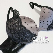 Completo intimo con reggiseno Pushup pois floccato Cool Infiore