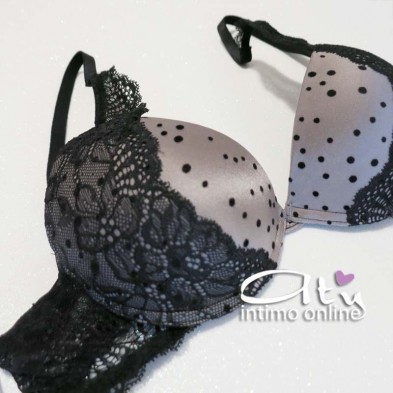 Completo intimo con reggiseno Pushup pois floccato Cool Infiore