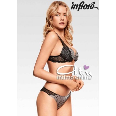 Completo intimo con reggiseno Pushup pois floccato Cool Infiore