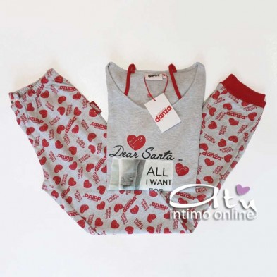 Pigiama Natalizio donna Dimensioni Danza con cuoricini