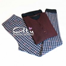 Pigiama invernale da donna in Punto Milano Crema o Vinaccia