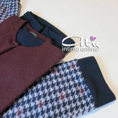 Pigiama invernale da donna in Punto Milano Crema o Vinaccia