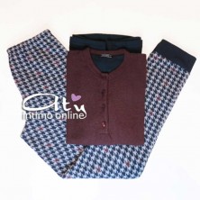 Pigiama invernale da donna in Punto Milano Crema o Vinaccia