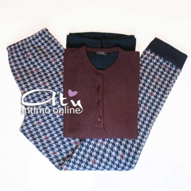 Pigiama invernale da donna in Punto Milano Crema o Vinaccia