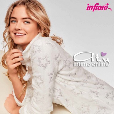 Pigiama invernale donna Infiore La Nuit panna o rosa Sparkle