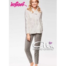 Pigiama invernale donna Infiore La Nuit panna o rosa Sparkle