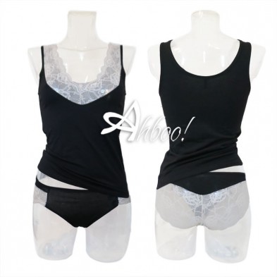 Completo intimo Magic Dream nero con lace bianco