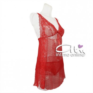 Jadea babydoll rosso Christmas + mutandina donna