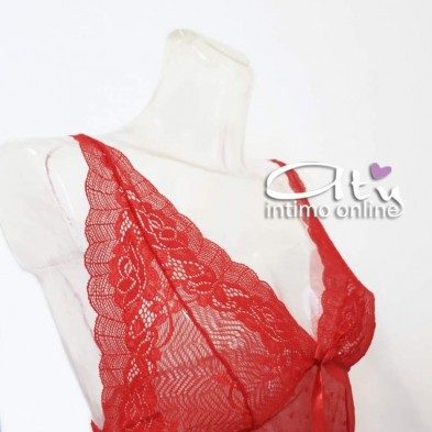 Jadea babydoll rosso Christmas + mutandina donna