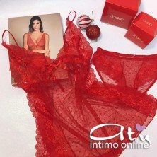 Jadea babydoll rosso Christmas + mutandina donna