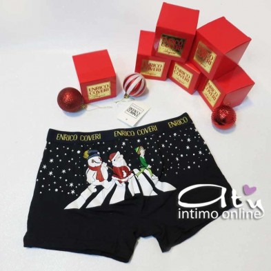 Boxer Natale Rosso e Blu attraversamento strisce Babbo Natale EB1212