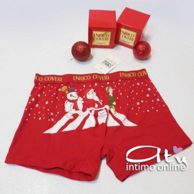 Boxer Natale Rosso e Blu attraversamento strisce Babbo Natale EB1212