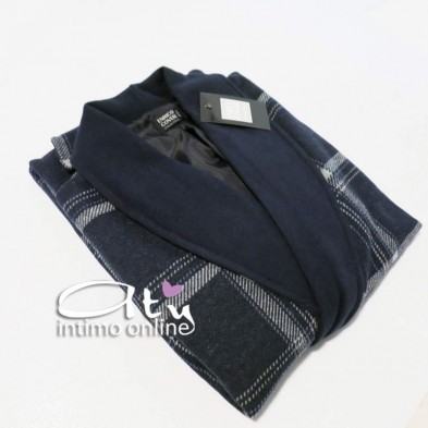 Vestaglia corta da camera invernale Scozzese Blu Enrico Coveri uomo