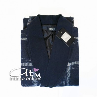 Vestaglia corta da camera invernale Scozzese Blu Enrico Coveri uomo
