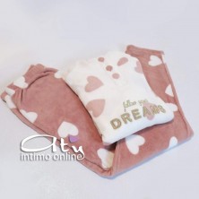 Pigiamada donna in coral panna con bottoni Infiore Big Love