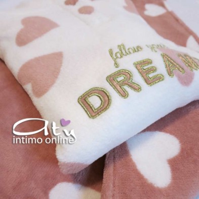 Pigiamada donna in coral panna con bottoni Infiore Big Love