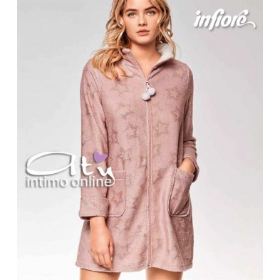 Vestaglia con zip in coral panna o rosa Sparkle Infiore donna