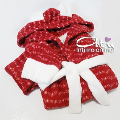 Vestaglia in coral rosso Festival con cappuccio - giacca camera donna