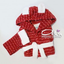 Vestaglia in coral rosso Festival con cappuccio - giacca camera donna