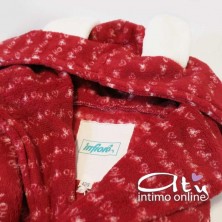 Vestaglia in coral rosso Festival con cappuccio - giacca camera donna