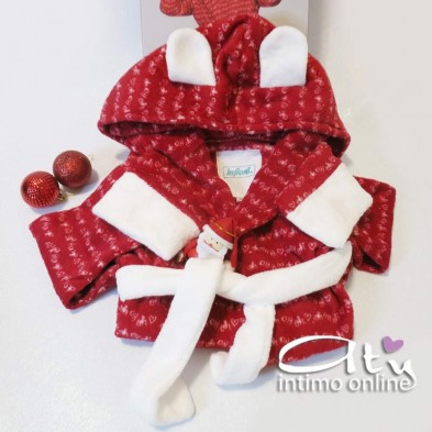 Vestaglia in coral rosso Festival con cappuccio - giacca camera donna