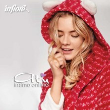 Vestaglia in coral rosso Festival con cappuccio - giacca camera donna