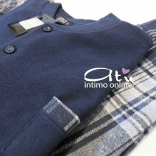 Pigiama uomo Coveri EP2067 Tartan blu pile punto milano