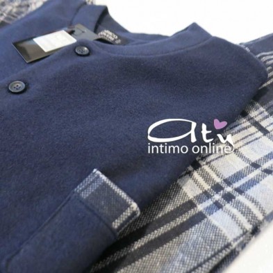 Pigiama uomo Coveri EP2067 Tartan blu pile punto milano
