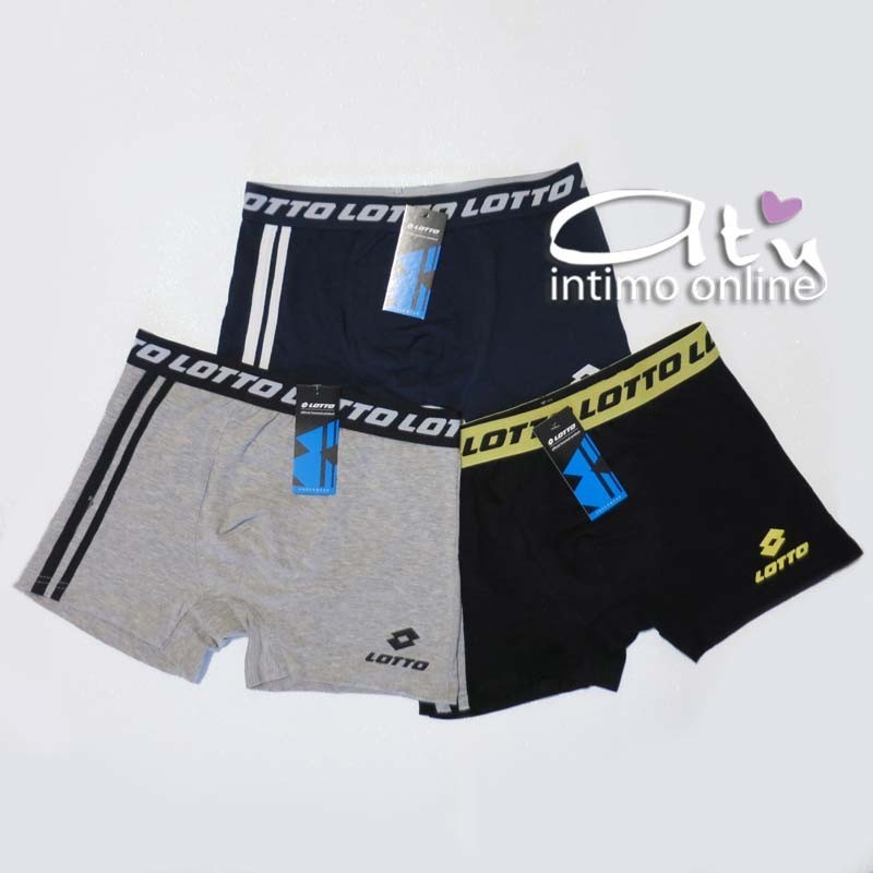 Tris Boxer uomo Lotto Sport doppia riga e marchio pack B