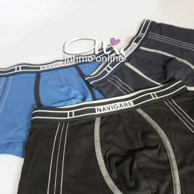 Navigare intimo Boxer BB21031Z Tris liscio con disegni sottili sui fianchi
