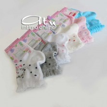 Calzini bambina in cotone Estivo Coveri a pois e micetto Pack 3 PZ