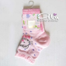 Calzini bambina in cotone Estivo Coveri a pois e micetto Pack 3 PZ