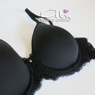 Reggiseno balconetto in pizzo fiori SièLei intimo Allure coppa liscia