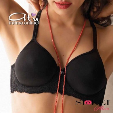 Reggiseno balconetto in pizzo fiori SièLei intimo Allure coppa liscia