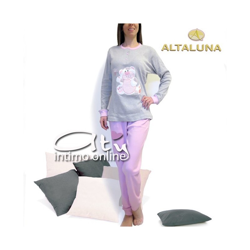 Pigiama donna con orsetto patchwork ALTALUNA PSD562