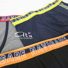Navigare intimo boxer Tris liscio con elastico giallo, arancio e rosso