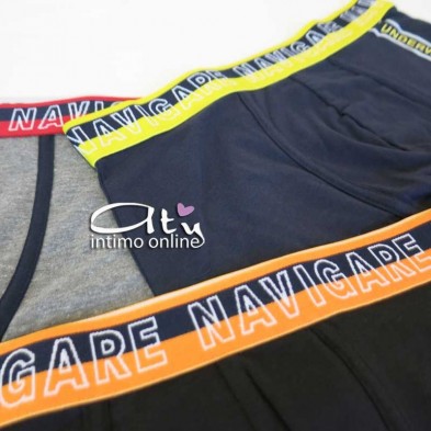 Navigare intimo boxer Tris liscio con elastico giallo, arancio e rosso