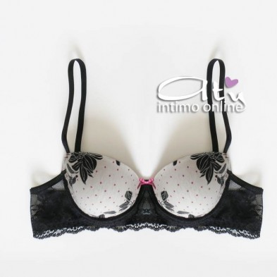 Jadea reggiseno Balconcino e brasiliana intimo pois e fiori cotone e pizzo