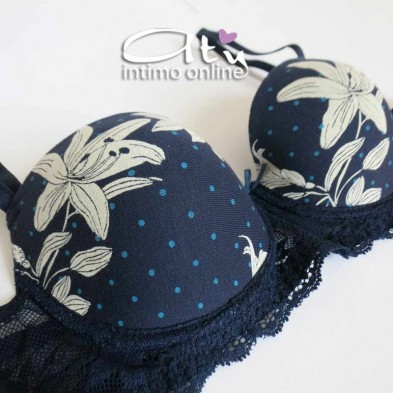 Jadea reggiseno Balconcino e brasiliana intimo pois e fiori cotone e pizzo