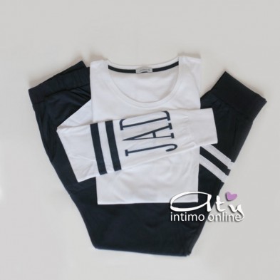 Pigiama Jadea J3137 bianco e blu scuro pigiami donna